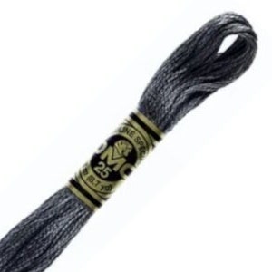 May include: A skein of DMC embroidery floss in color 413, a dark gray shade. The floss is wrapped around a cardboard spool with a label that reads "DMC" and "413".