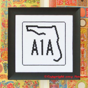 Florida Cross Stitch Pattern - Highway Road Sign PDF