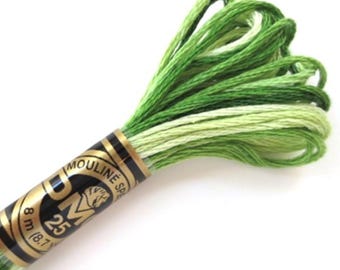 DMC 92 Variegated Embroidery Floss Green Shaded Ombre