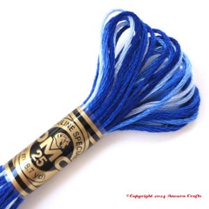 DMC 121 Variegated Embroidery Floss Delft Blue Shaded Ombre