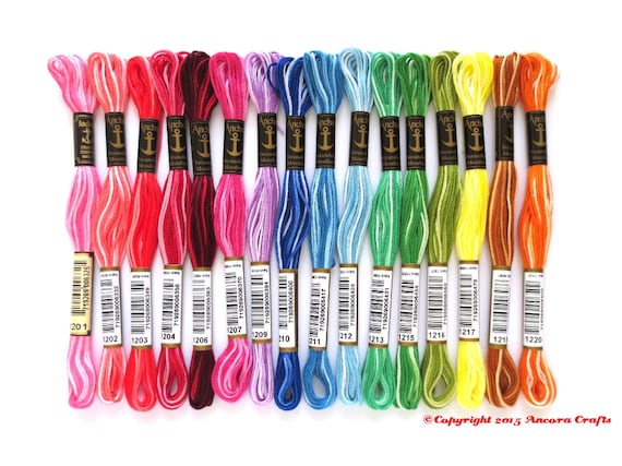 Anchor Variegated Embroidery Floss - 16 Ombre Color Collection