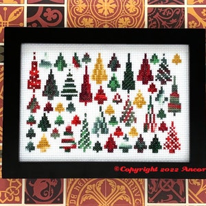Modern Christmas Tree Sampler Cross Stitch Pattern PDF