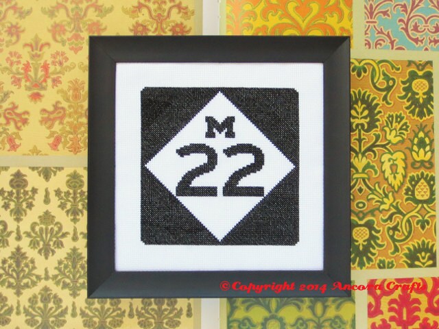 Michigan Cross Stitch Pattern - Highway Road Sign PDF