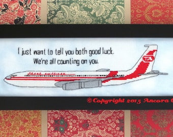 Airplane Movie Cross Stitch "We're all counting on you" Pattern PDF