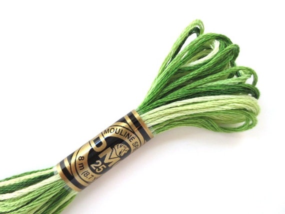 DMC 92 Variegated Embroidery Floss Green Shaded Ombre 