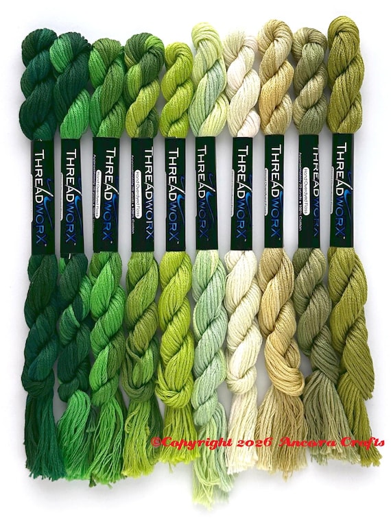 Threadworx 1047 Variegated Embroidery Floss Tropical Green - Etsy