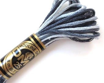 DMC 53 Variegated Embroidery Floss Steel Gray Shaded Ombre