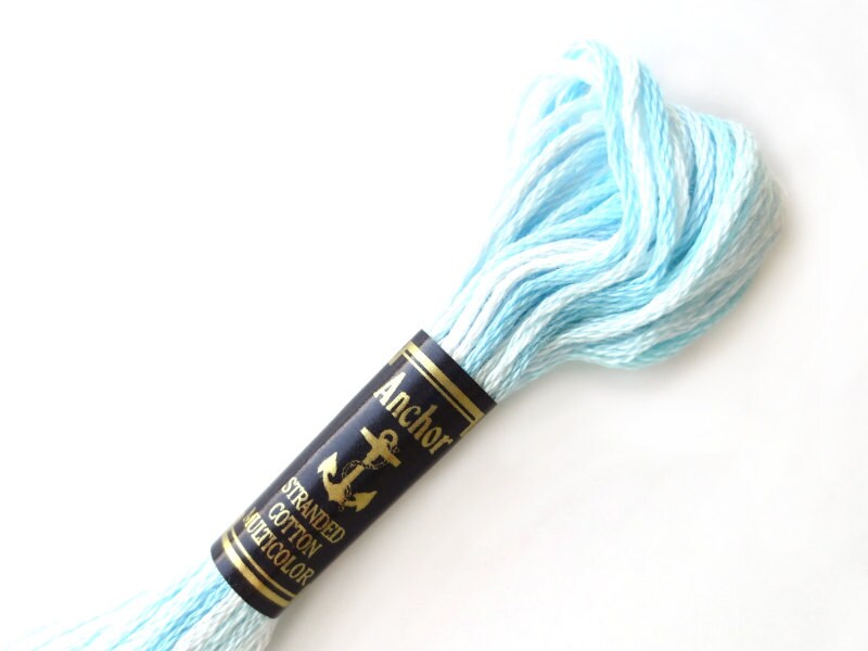 Anchor 1342 Variegated Embroidery Floss Light Blue Melange Etsy