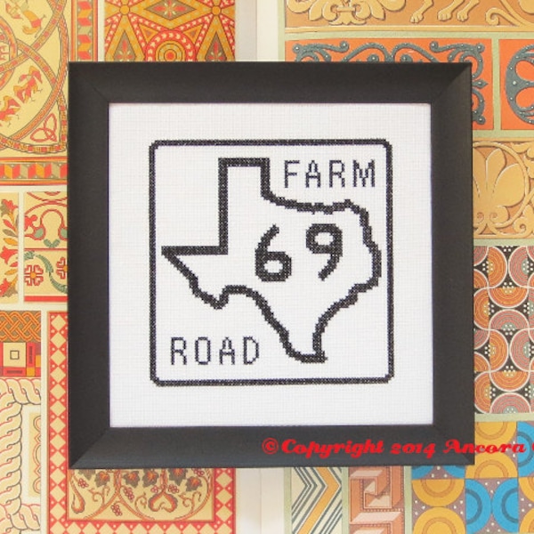 Texas Cross Stitch Pattern - Farm Road Sign PDF