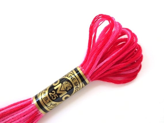 DMC 107 Variegated Embroidery Floss Red Carnation Shaded Ombre 