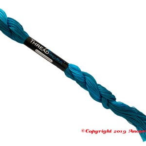 ThreadworX 11382 Variegated Embroidery Floss Blue Swirl thread has a repeating gradient of gorgeous deep water blues and is used for cross stitch, embroidery, needlepoint, making friendship bracelets, and other crafts.