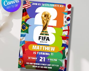 World Cup 2026 Party Invitation, Soccer World Cup, Fifa Match Party, One Last Dance World Cup, Editable Canva Template (Digital Download)