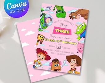 Editable Girl Toy Story Invitation Template, Toy Story Birthday Party, You've Got a Friend Bday Invite, Kids Birthday Party, Editable Canva