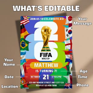 World Cup 2026 Party Invitation, Soccer World Cup, Fifa Match Party, One Last Dance World Cup, Editable Canva Template (Digital Download) image 8
