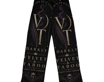 Pantalones de pijama con tipografía Darkly Velvet & Taboo / ropa de dormir gótica para estar en casa