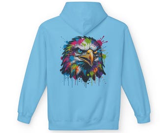 Colorful Dripping Eagle Head Hoodie | Vibrant Paint Splash Design