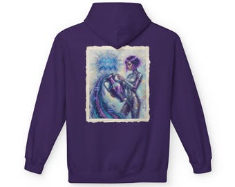 Aquarius Zodiac Hoodie | Cosmic Astrology Crystal Graphic Sweatshirt | Celestial Water Bearer Pullover