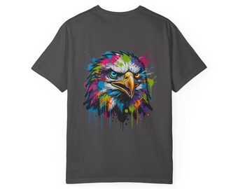 Colorful Eagle Head T-shirt | Paint Splatter Bald Eagle Graphic
