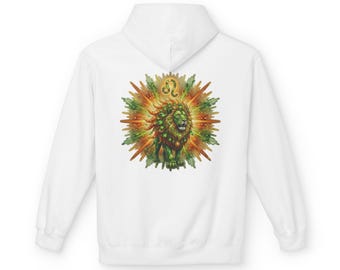Leo Zodiac Hoodie | Cosmic Astrology Crystal Lion Graphic Sweatshirt | Mystic Horoscope Pullover
