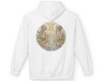 Gemini Zodiac Hoodie | Cosmic Astrology Twins Graphic Sweatshirt | Mystic Celestial Horoscope Pullover