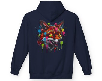 Colorful Graffiti Fox Hoodie | Vibrant Drip Street Art