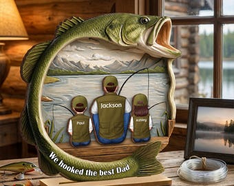 Best Catch Ever Dad Fishing - Personalized 2-Layered Wooden Plaque - Heartfelt Gift For Fishing Dad, Gift For Husband