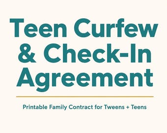 Curfew Agreement Template for Teens | Check-In Rules Printable | Family Curfew Contract | Ages 11–14