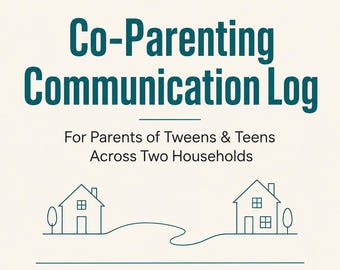Co-Parenting Communication Log for Parents | Printable PDF + Editable Word Doc | LCSW-C