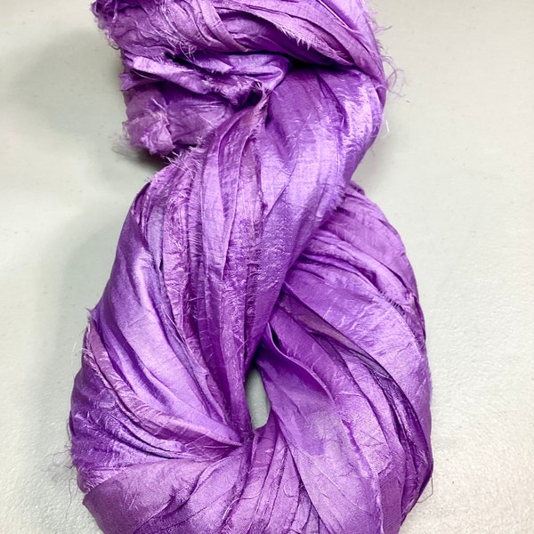 Sari Silk Ribbon Bright Lavender Tassel Craft Junk Journal Shabby Chic Dreamcatcher Garland Fair Trade Eco Gift Wrap Supply