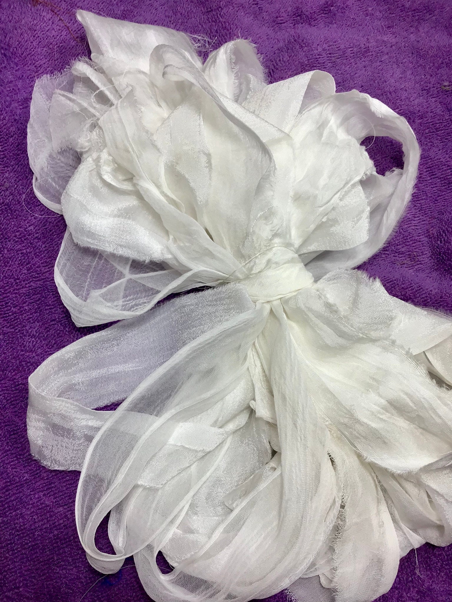 HUIHUANG Terracotta Crinkle Silk Ribbon 100% Silk Chiffon Ribbon 1-1/2 inch  x 5 Yards Rustic Fall Wedding Ribbon for Bridal Bouquet Gift Wrapping