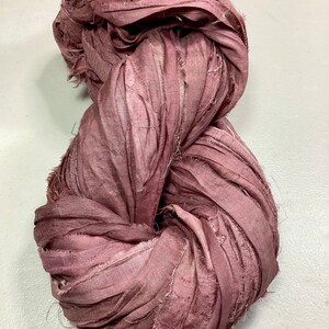 10 yd Sari Silk Ribbon Dusty Rose/Mauve Easter Crafts Tassel Craft Journal Ribbon Jewelry Free Shipping Garland Fair Trade Fiber Art Supply image 9