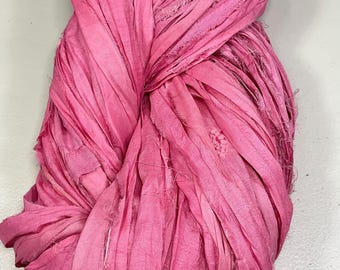 Sari Ribbon Bright Rosy Pink Tassel Craft Ribbon Dreamcatcher Garland Fair Trade Eco Gift Wrap Supply