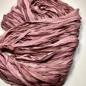 10 yd Sari Silk Ribbon Dusty Rose/Mauve Easter Crafts Tassel Craft Journal Ribbon Jewelry Free Shipping Garland Fair Trade Fiber Art Supply image 7