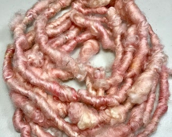 10 ft Art Yarn Remnant Blush Pink Border Leicester Animal Sanctuary Core Spun Tassels Boho Journals Weave Fiber Art Felt