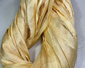 Sari Ribbon 132 Pale Yellow Junk Journal Tassel Jewelry Dreamcatcher Garland Fair Trade Craft Ribbon Fiber Art Supply