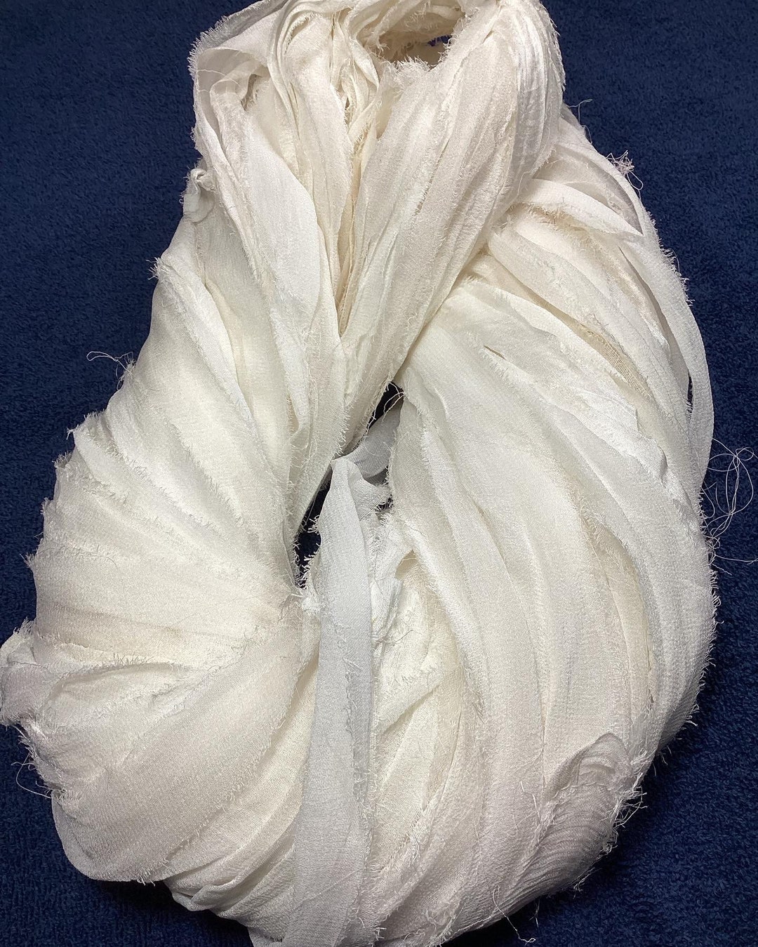 Chiffon White/off White Sari Silk Ribbon Tassel Junk Journal Fiber