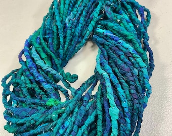 29 yd Skein 3.3 oz Spun and Plied Recycled Chiffon Sari Ribbon Junk Journal Dreamcatcher Fiber Art Felt Supply
