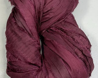 Recycled Sari Ribbon Dark Eggplant Purple Mix Boho Junk Jounals  Dreamcatcher Jewelry Garlands Fiber Art Supply