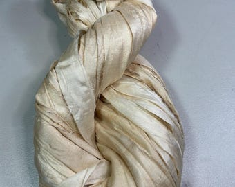 Discounted/Weak Areas 919 Sari Ribbon Off White/Ivory Boho Junk Journal  Tassel Vintage Shabby Chic Dreamcatcher Fiber Art