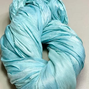 Recycled Sari Ribbon Icy Baby Blue Crafts Boho Junk Journal Tassel Supply Dreamcatcher Free Shipping Fair Trade Fiber Art Supply