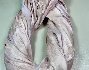 Sari Ribbon 131 Silvery Pink Shades Tassels Dreamcatcher  Junk Journal Jewelry Garland Fair Trade Fiber Art Felt Supply