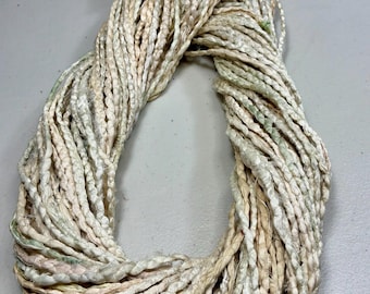 Silk Cord 941 Off White Tassel Fiber Bead Boho Junk Journal Dreamcatcher Fiber Art Weave Gift Wrap Felting Supply