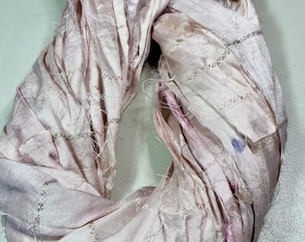 Discounted Sari Ribbon 132 Pale Pink Tassels Dreamcatcher  Junk Journal Jewelry Garland Fair Trade Fiber Art Felt Supply