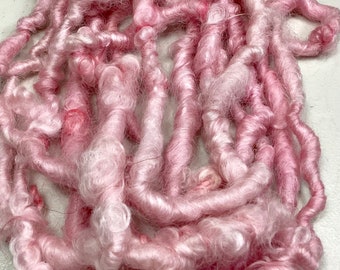 10 foot Art Yarn Remnant Animal Sanctuary Pink Soft Border Leicester Wool Tassels Boho Journals Weave Free Shipping Fiber Art Felt