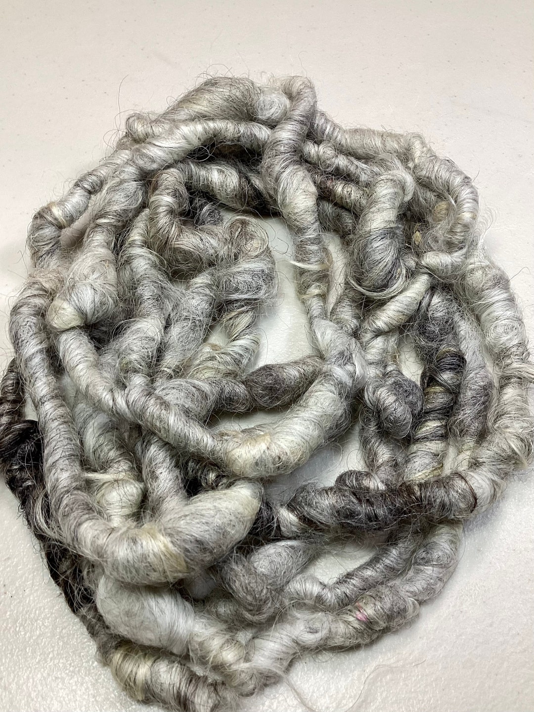 10 Ft Art Yarn Remnant Grey Animal Sanctuary Wool Tassels Boho Etsy