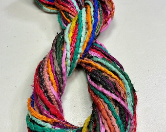 Silk Cord 944 Multicolored Tassel Fiber Bead Boho Junk Journal Dreamcatcher Fiber Art Weave Gift Wrap Felting Supply