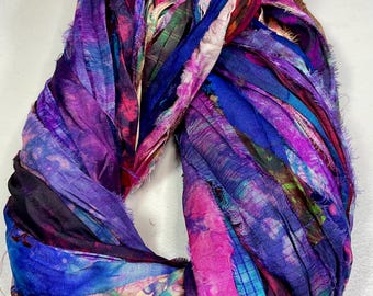 Tie Dye 505 Sari Ribbon Tassel Boho Junk Journal Fiber Beads Garland Prayer Flags Dreamcatcher Fall Colors Jewelry Weave