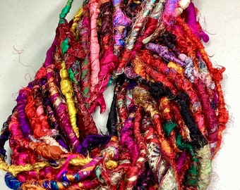 18 yd Textured Art Yarn 5.9 oz Recycled Sari Thread Tassel Dreamcatcher Boho Journal Weave Addition Junk Journal Free Shipping Felt Supply