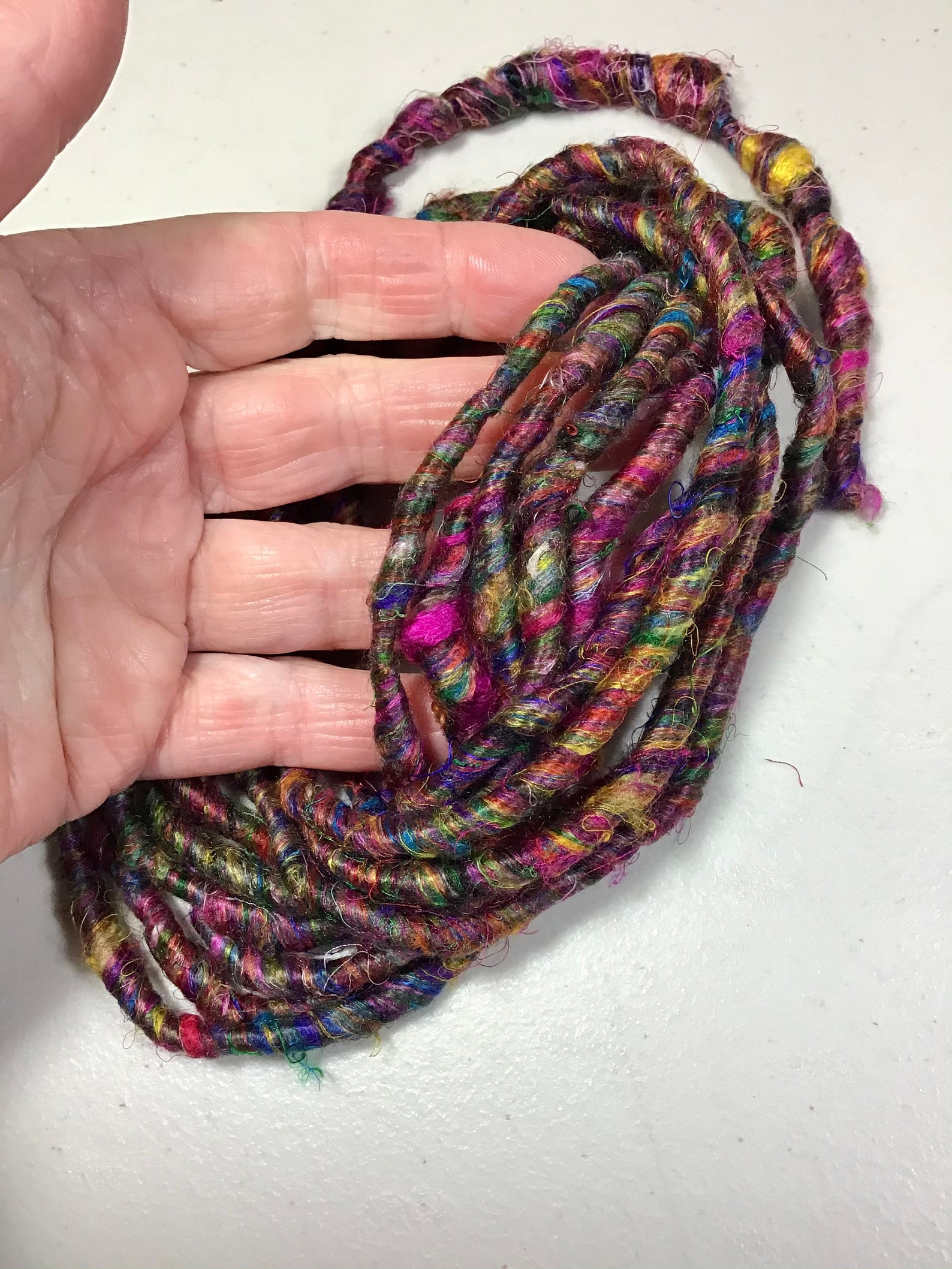 10 Ft Art Yarn Remnant Recycled Silk Sliver Jewel Tones Boho Etsy