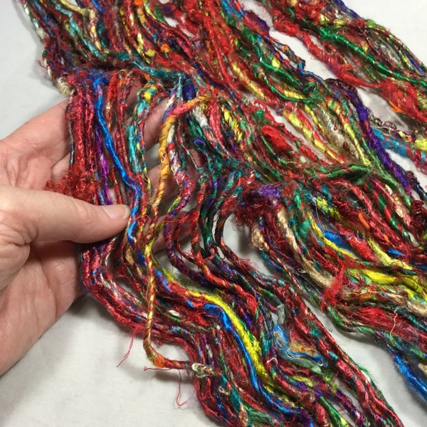 Recycled Banana Silk Multicolored Yarn Vegan Friendly Jewelry Gift Wrap Fair Trade Gift Wrap Ribbon Fiber Art Felt Knit Crochet Weave Supply